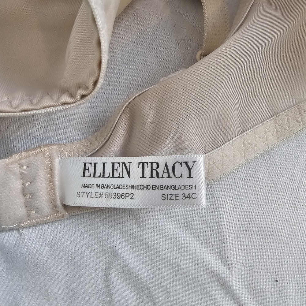 Ellen Tracy Bra 34C T-Shirt Bra Beige Nude Underwire Full Convertible Racerback - Picture 2 of 5